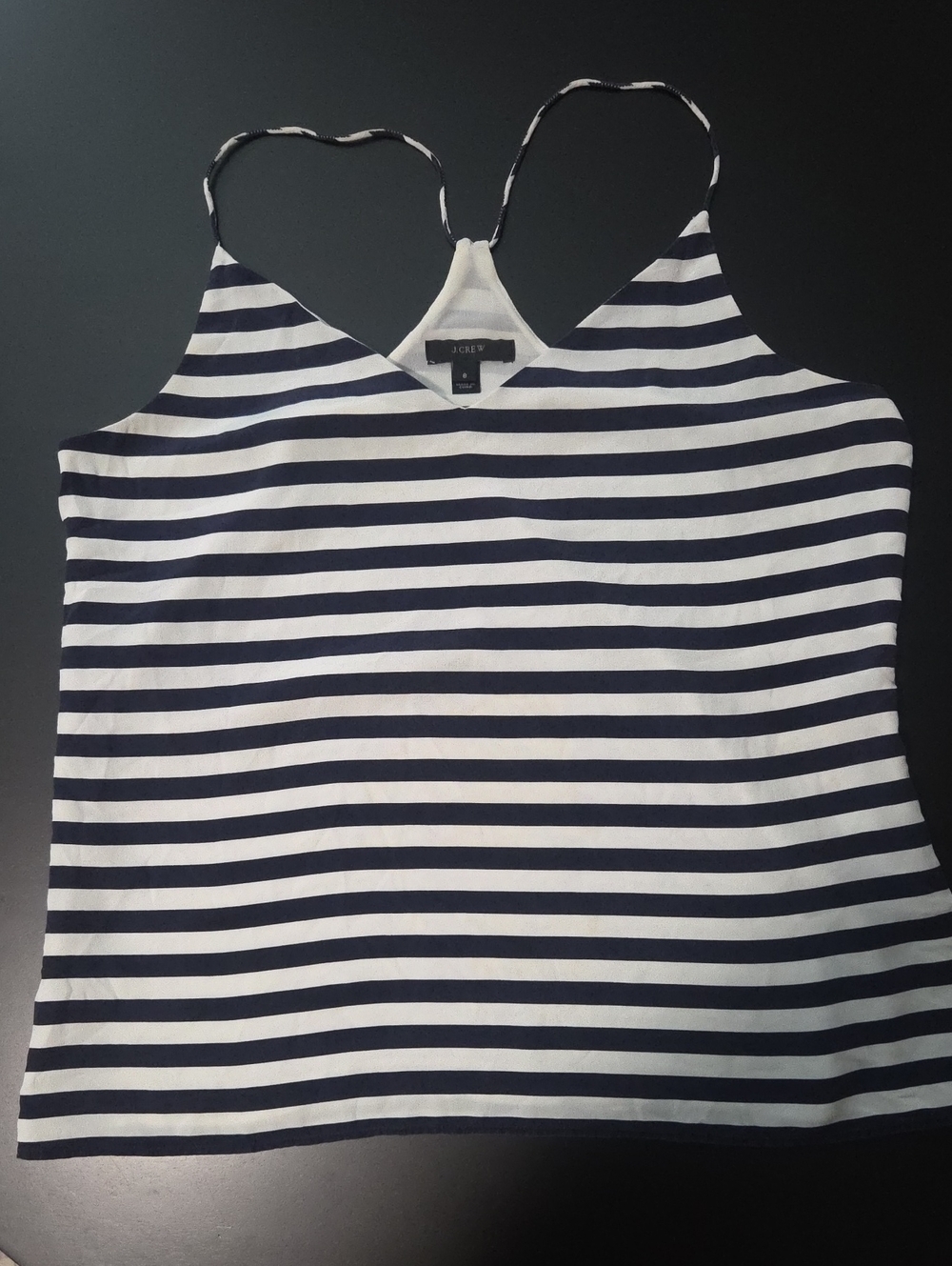 J. Crew Navy and White Striped Spaghetti Strap Tank Top